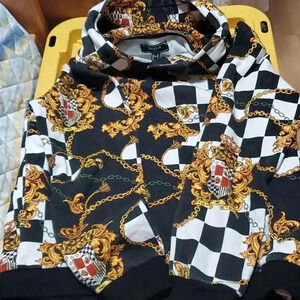 Forever 21 Black and Gold Checkered Hoodie